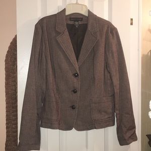 New York & Co. Brown Chevron Blazer Jacket Size 12